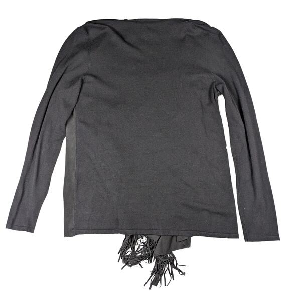 INC International Concepts Women’s Faux Suede & Knit Open Fringe Cardigan Large - Picture 2 of 4